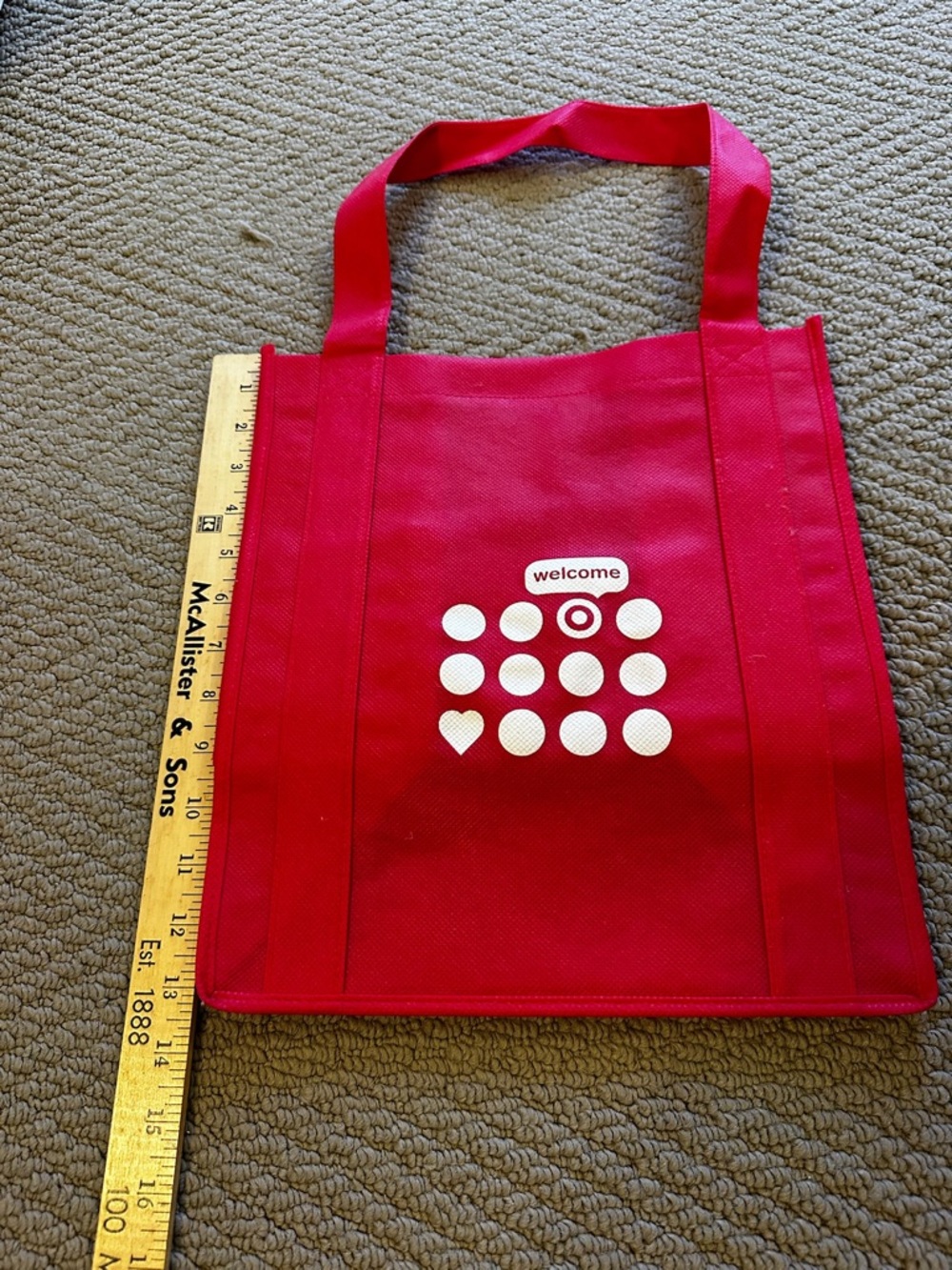 Bright Red Tote Bag with Double Handles - Picture 2 of 2